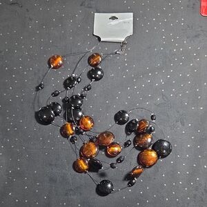 Chic Black and Brown Beaded Necklace